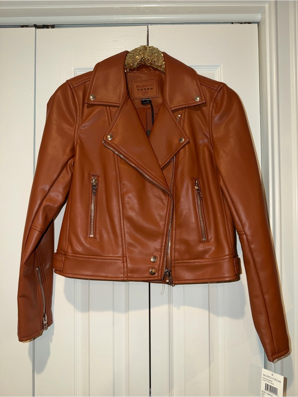 Blank NYC Faux Leather Moto Jacket - Chestnut
